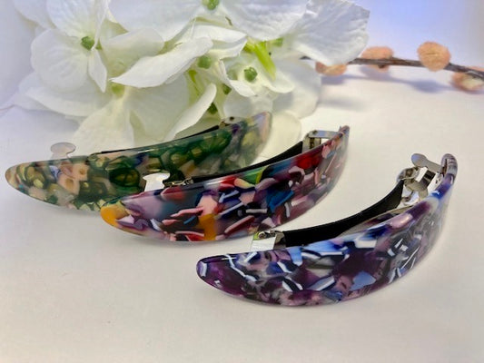 Classic Curved Hair barrettes in premium Acetate