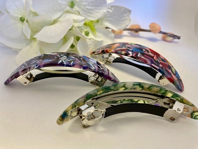 Classic Curved Hair barrettes in premium Acetate