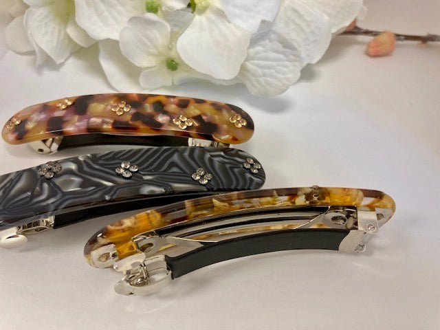 Beautiful Mid size hair barrette with Subtle crystal detail