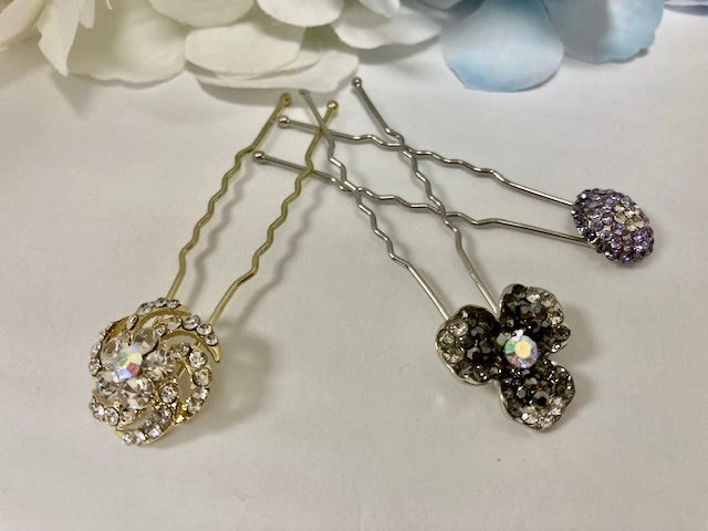 Sparkly Crystal 2 pack hair pins