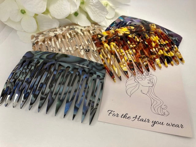 Stunning Hair Side combs in Premium Acetate